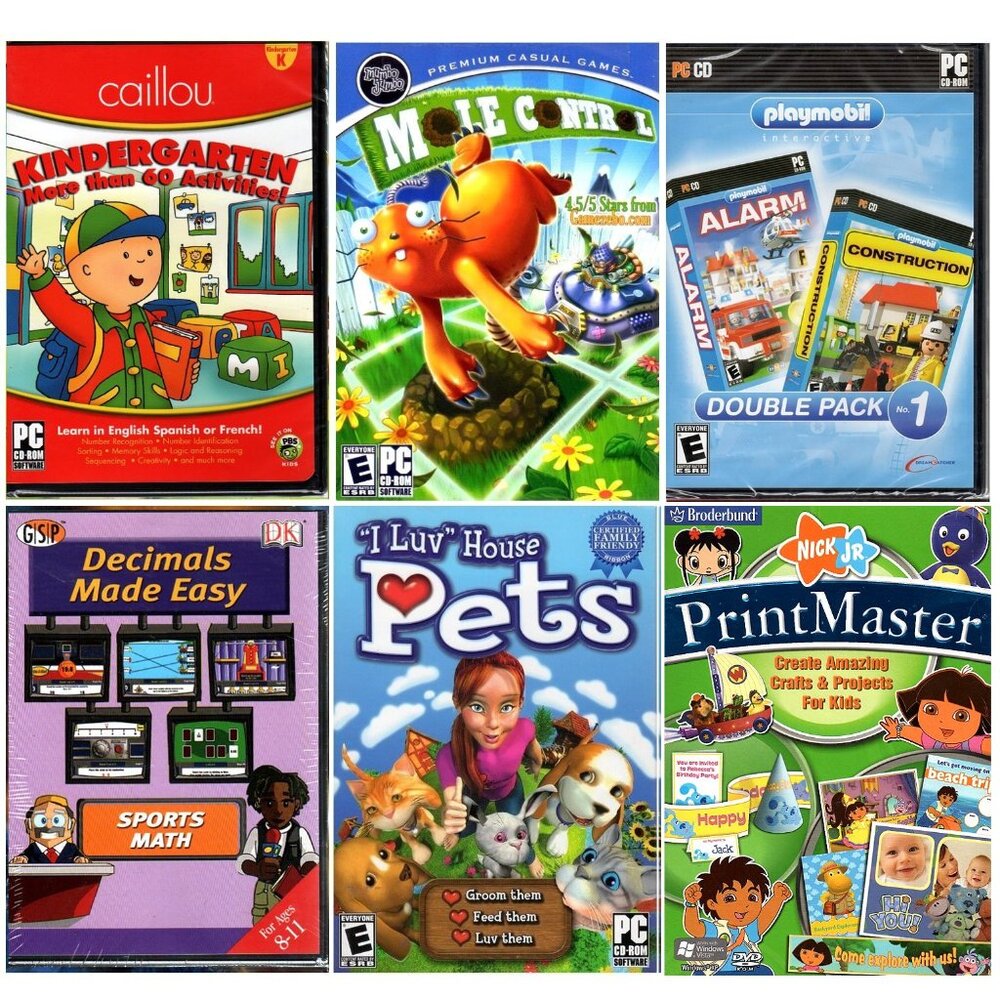 6 PC Kids Games Lot3 - FACTORY SEALED!